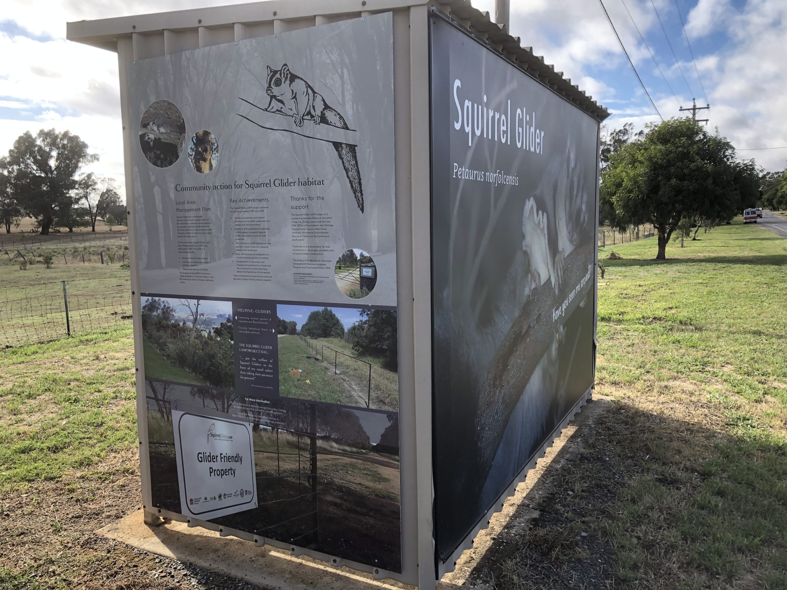 Burrumbuttock Bush Shelter - Squirrel Glider Panels